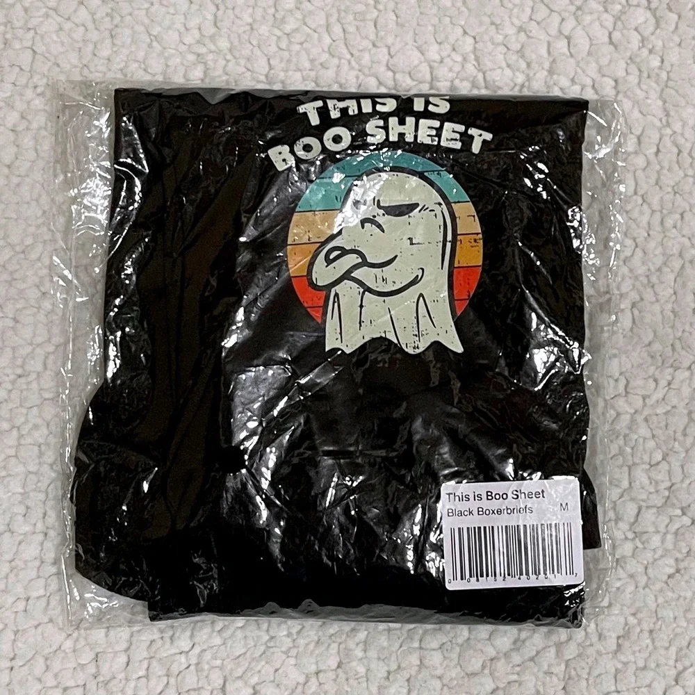 Ironyte Medium (32-34) Black This Is Boo Sheet Ghost Graphic Boxer Briefs New